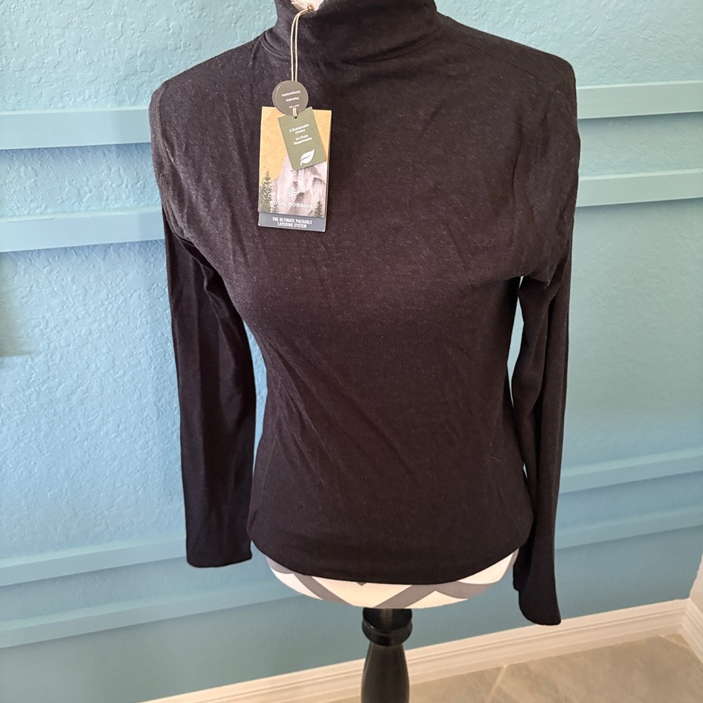 Royal Robbins Long Sleeve Shirt Base Layer Women Small Black Mock Neck Soft Warm